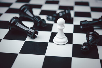 Chess game competition business concept , Business competition concept Fighting and confronting...