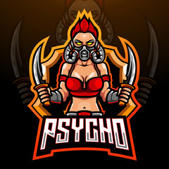 Psycho girls esport logo mascot design