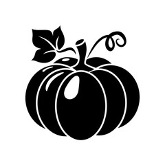Black pumpkin silhouette icon. Vector illustration on transparent background