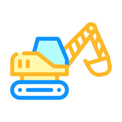 excavator construction vehicle color icon vector illustration