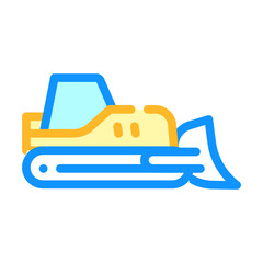 bulldozer tractor color icon vector isolated illustration