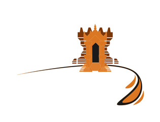 Icon with temple building shape