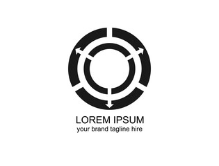 Icons in the form of halved circles and arrows