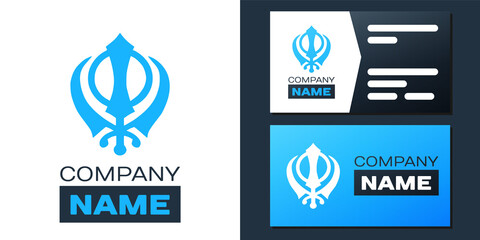 Logotype Sikhism religion Khanda symbol icon isolated on white background. Khanda Sikh symbol. Logo design template element. Vector.