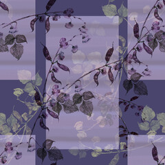 Abstract floral background with flowers haricot on violet background. Seamless pattern.