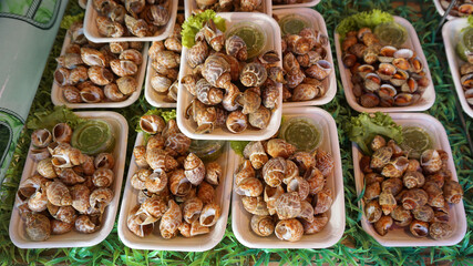 Menu seafood cooked in the restaurant