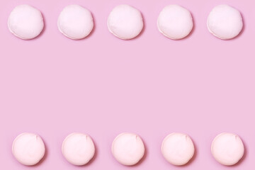 airy sweet vanilla marshmallow pastel color on pink background, banner with copy space