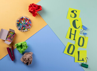 schooling concept represented by different stationary items