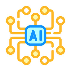 artificial intelligence ai scheme color icon vector illustration