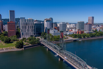 Portland Oregon During Protests View of Federal Buildings and surrounding area