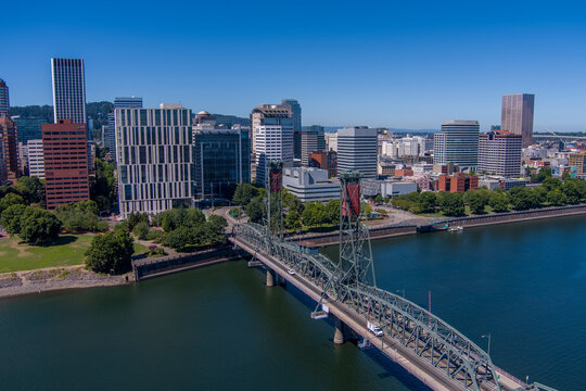 Portland Oregon During Protests View of Federal Buildings and surrounding area