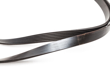 Belt drive, A mechanism in which power is transmitted by a continuous flexible belt. V-ribbed belt.