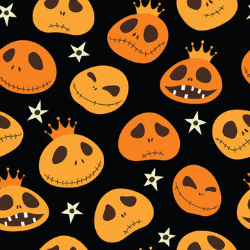 Halloween. Seamless vector pattern with pumpkins. 
