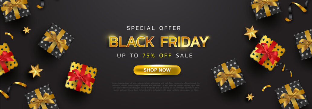 Black Friday background or special offer promotion sale banner for business and advertisement poster