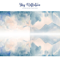 Watercolor sky and reflection painting collection. 