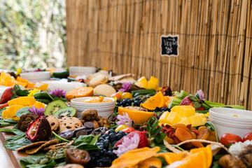 Colorful fruit buffet on a summer day