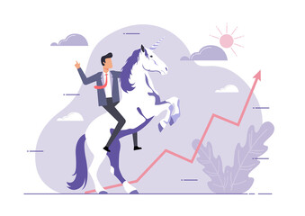 Unicorn Startup Concept Illustration © tujuh17belas