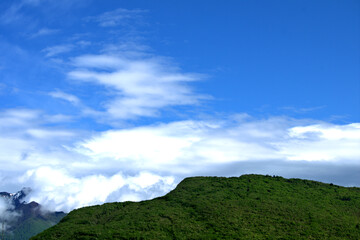 clouds over the mountain,blue, green,landscape, sky, mountain, nature, forest, cloudy, countryside,view,panorama 