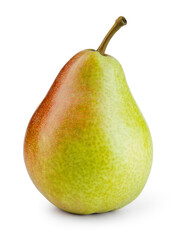 Pear isolated. Green pear on white background. Pear with clipping path.