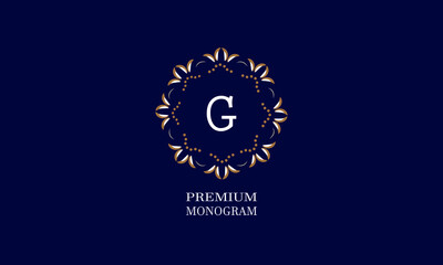 Decorative monogram design with the letter of the alphabet G. Elegant logo of the logo of the restaurant, hotel, business. Can be used for invitations, booklets, postcards.