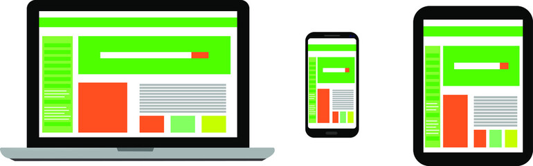 Website displayed on various devices