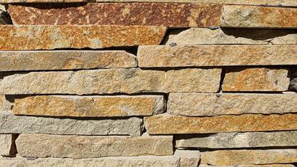 Masonry on the wall and floor. Various stone textures. Multicolored background.
