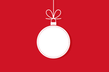 Outline Christmas ball. Minimal Christmas abstract background. Christmas greeting card. Vector illustration.