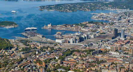 Fototapeta na wymiar Aerial view over Oslo, the capital of Norway