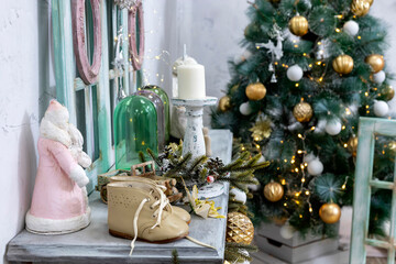 Merry Christmas and Happy Holidays. A beautiful retro style decorated for Christmas.