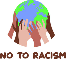 Say no to stop racism. Motivational poster against racism and discrimination.