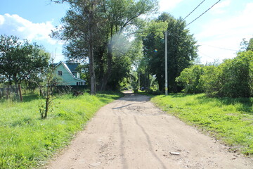 Rural dirt road in summer in the village