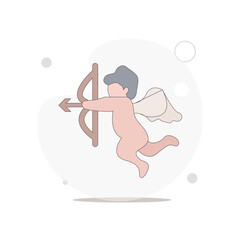 angel of love with bow vector flat illustration on white