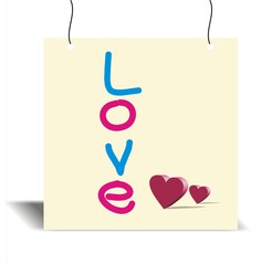 Love text banner alphabets, symbol of love and Colorful love background