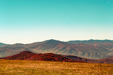 Fototapeta premium Mountain Range in the Fall at Sunset