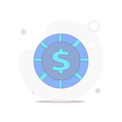 casino chip vector flat illustration on white