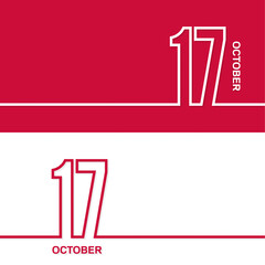 October 17. Set of vector template banners for calendar, event date.