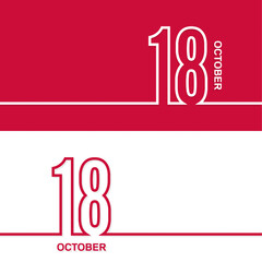 October 18. Set of vector template banners for calendar, event date.