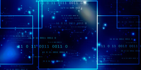 2d illustration abstract digital binary data on computer screen