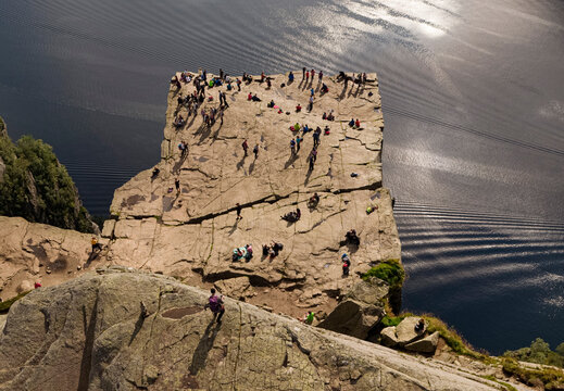 Aerial view of the Pulpit Rock in Norway