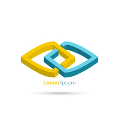 Concept association, alliance, unity, teamwork. Abstract vector 3d logo design template.