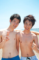 Fototapeta premium 笑顔の男性2人