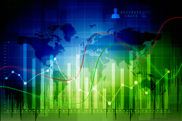 2d rendering Stock market online business concept. business Graph 