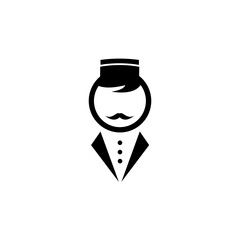 Door man thin line icon. Hotel concierge person with cap. symbols collection icon for websites, web design,