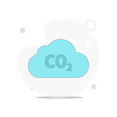 cloud illustration. CO2 icon , carbon dioxide formula vector flat illustration on white