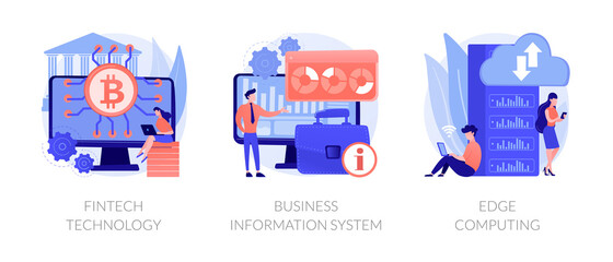 IT infrastructure and technology integration abstract concept vector illustration set. FinTech technology, business information system, edge computing, payment processing, network abstract metaphor. © Visual Generation