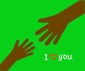 Hands of people on a green background. Symbol. Vector illustration.