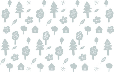 vector tree and leaf seamless pattern