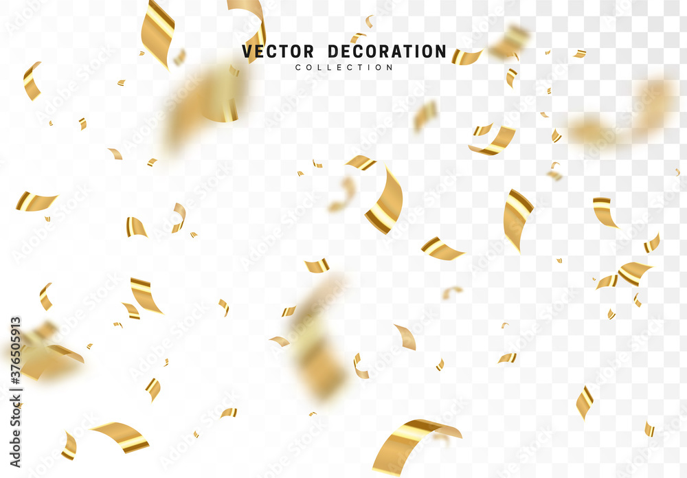 Canvas Prints falling shiny golden confetti isolated on transparent background. bright festive tinsel of gold colo