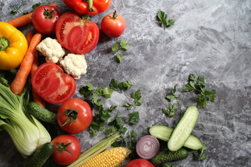 fresh vegetables on wooden background