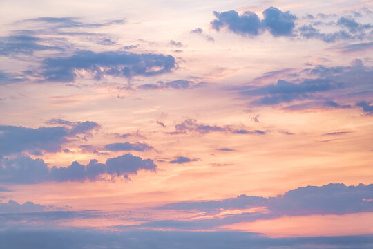  Pastel colored sky and clouds at sunset